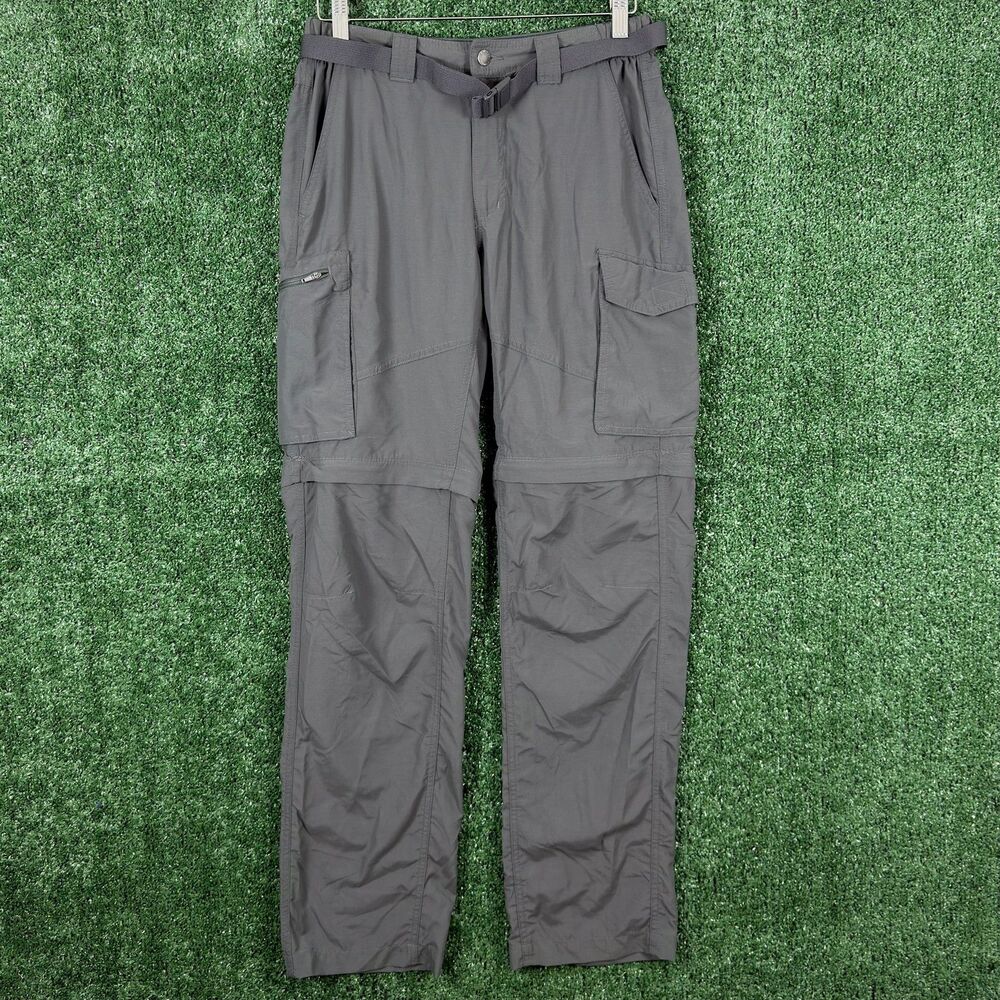 Columbia Mens Convertible Cargo Pants 30x32 Gray Zip Off Hiking Outdoor Belted